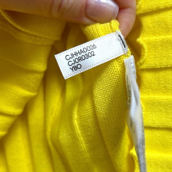 Calvin Klein Jeans Yellow Rib Knit V-Neck Cotton Cardigan - Picture 6 of 8